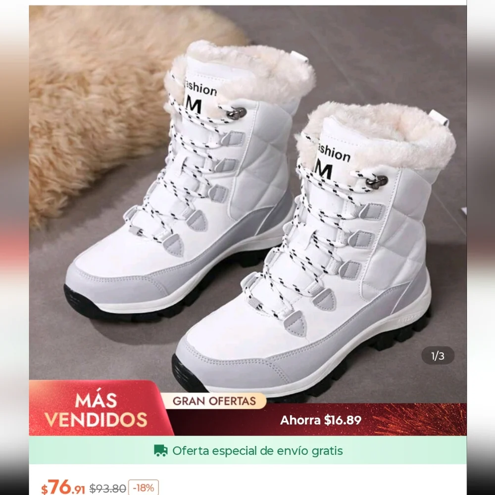 SHEIN Women's Comfortable and stylish white snow boots - Size 35